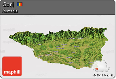 Satellite Panoramic Map of Gorj, cropped outside