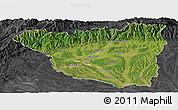 Satellite Panoramic Map of Gorj, darken, desaturated