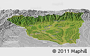 Satellite Panoramic Map of Gorj, lighten, desaturated