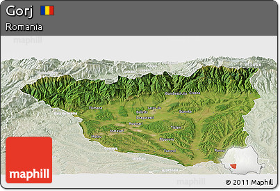 Satellite Panoramic Map of Gorj, lighten