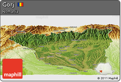 Satellite Panoramic Map of Gorj, physical outside