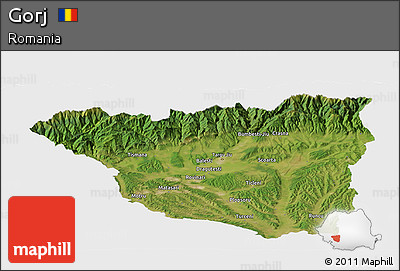 Satellite Panoramic Map of Gorj, single color outside