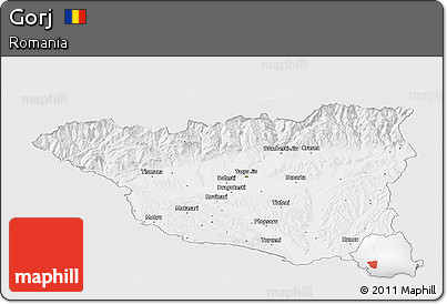 Silver Style Panoramic Map of Gorj, single color outside