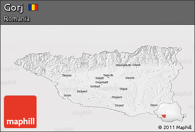 Silver Style Panoramic Map of Gorj, single color outside