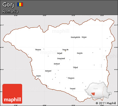 Classic Style Simple Map of Gorj, cropped outside