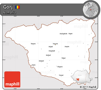 Classic Style Simple Map of Gorj, cropped outside