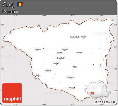 Classic Style Simple Map of Gorj, cropped outside