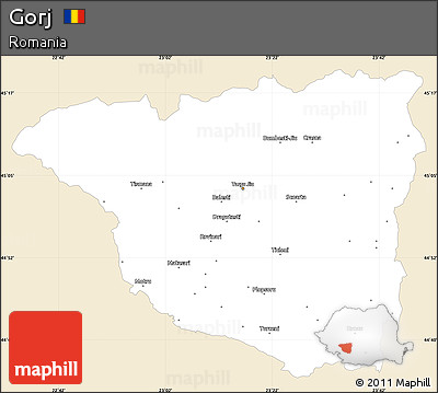 Classic Style Simple Map of Gorj, single color outside