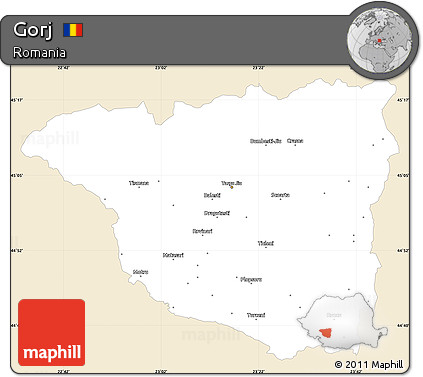 Classic Style Simple Map of Gorj, single color outside
