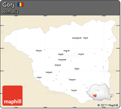 Classic Style Simple Map of Gorj, single color outside
