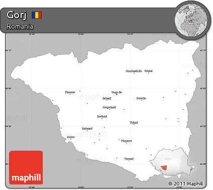 Gray Simple Map of Gorj, single color outside