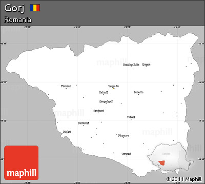 Gray Simple Map of Gorj, single color outside