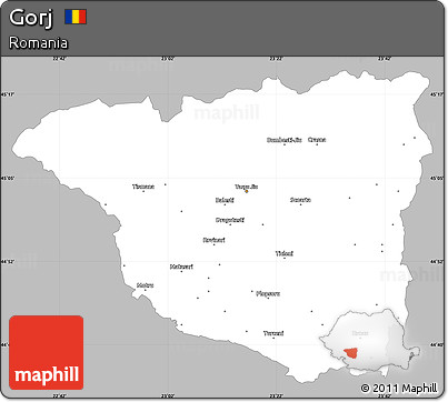 Gray Simple Map of Gorj, single color outside