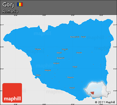 Political Simple Map of Gorj, single color outside