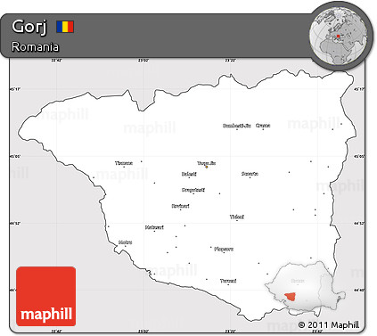Silver Style Simple Map of Gorj, cropped outside