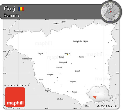 Silver Style Simple Map of Gorj