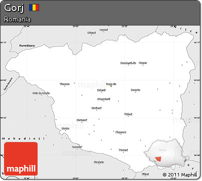 Silver Style Simple Map of Gorj