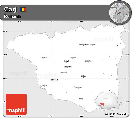 Silver Style Simple Map of Gorj, single color outside