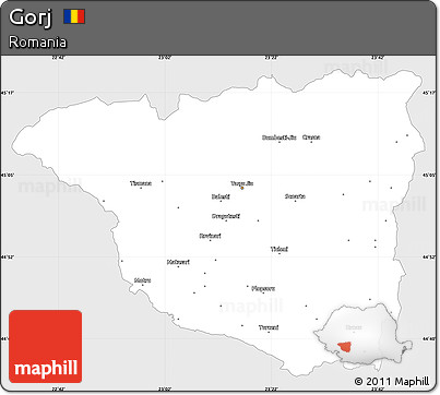 Silver Style Simple Map of Gorj, single color outside