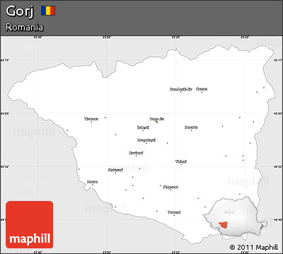 Silver Style Simple Map of Gorj, single color outside