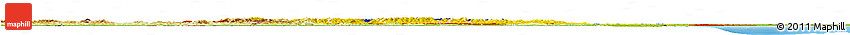 Flag Horizon Map of Romania, physical outside, bathymetry sea, flag rotated