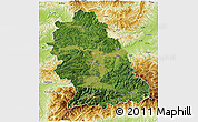 Satellite 3D Map of Hunedoara, physical outside