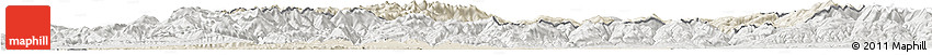 Shaded Relief Horizon Map of Hunedoara, lighten, semi-desaturated