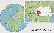 Savanna Style Location Map of Hunedoara, highlighted country