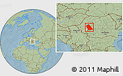 Savanna Style Location Map of Hunedoara, hill shading