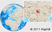 Shaded Relief Location Map of Hunedoara