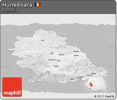 Gray Panoramic Map of Hunedoara, single color outside