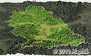 Satellite Panoramic Map of Hunedoara, darken, semi-desaturated