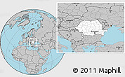 Blank Location Map of Romania, gray outside