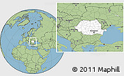 Blank Location Map of Romania, savanna style outside