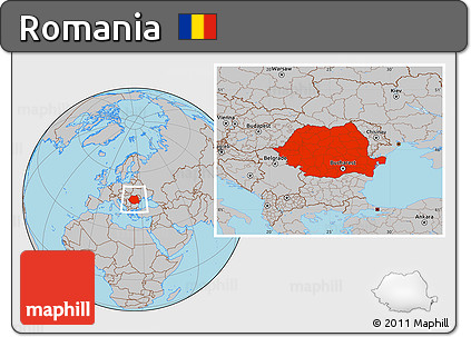 Gray Location Map of Romania