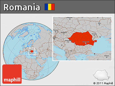 Gray Location Map of Romania