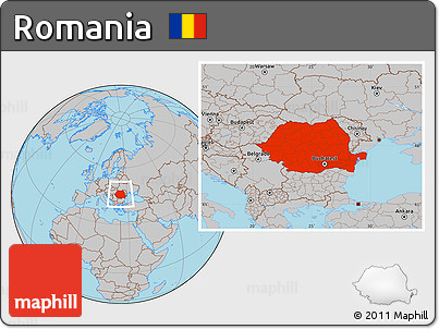Gray Location Map of Romania