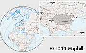 Gray Location Map of Romania, lighten