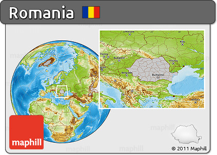 Gray Location Map of Romania, physical outside