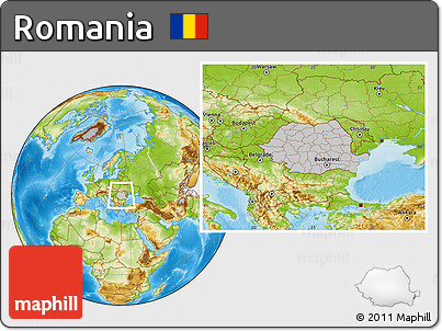 Gray Location Map of Romania, physical outside