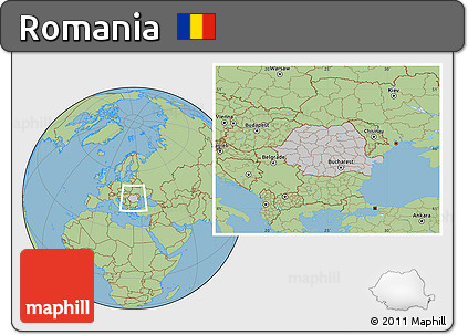 Gray Location Map of Romania, savanna style outside