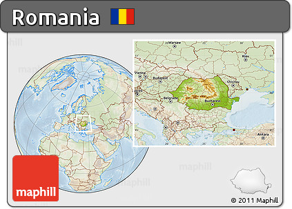 Physical Location Map of Romania, lighten