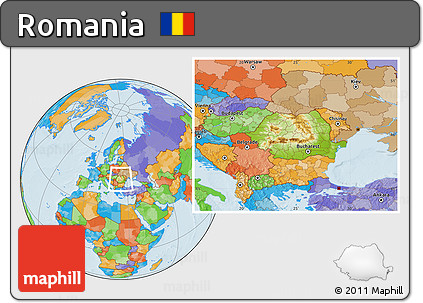 Physical Location Map of Romania, political outside
