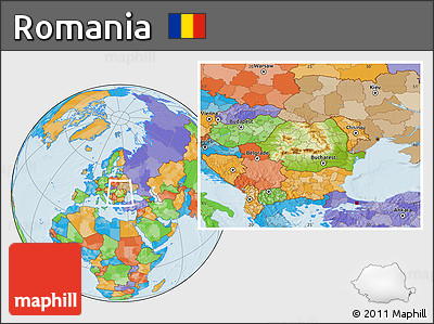 Physical Location Map of Romania, political outside