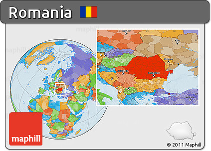 Political Location Map of Romania