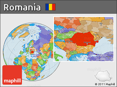 Political Location Map of Romania