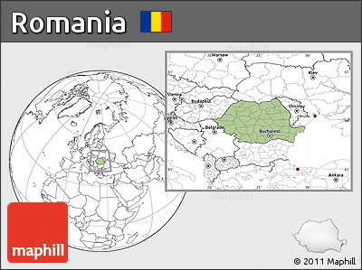 Savanna Style Location Map of Romania, blank outside