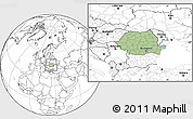 Savanna Style Location Map of Romania, blank outside