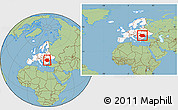 Savanna Style Location Map of Romania, highlighted continent, within the entire continent