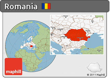 Savanna Style Location Map of Romania, highlighted continent